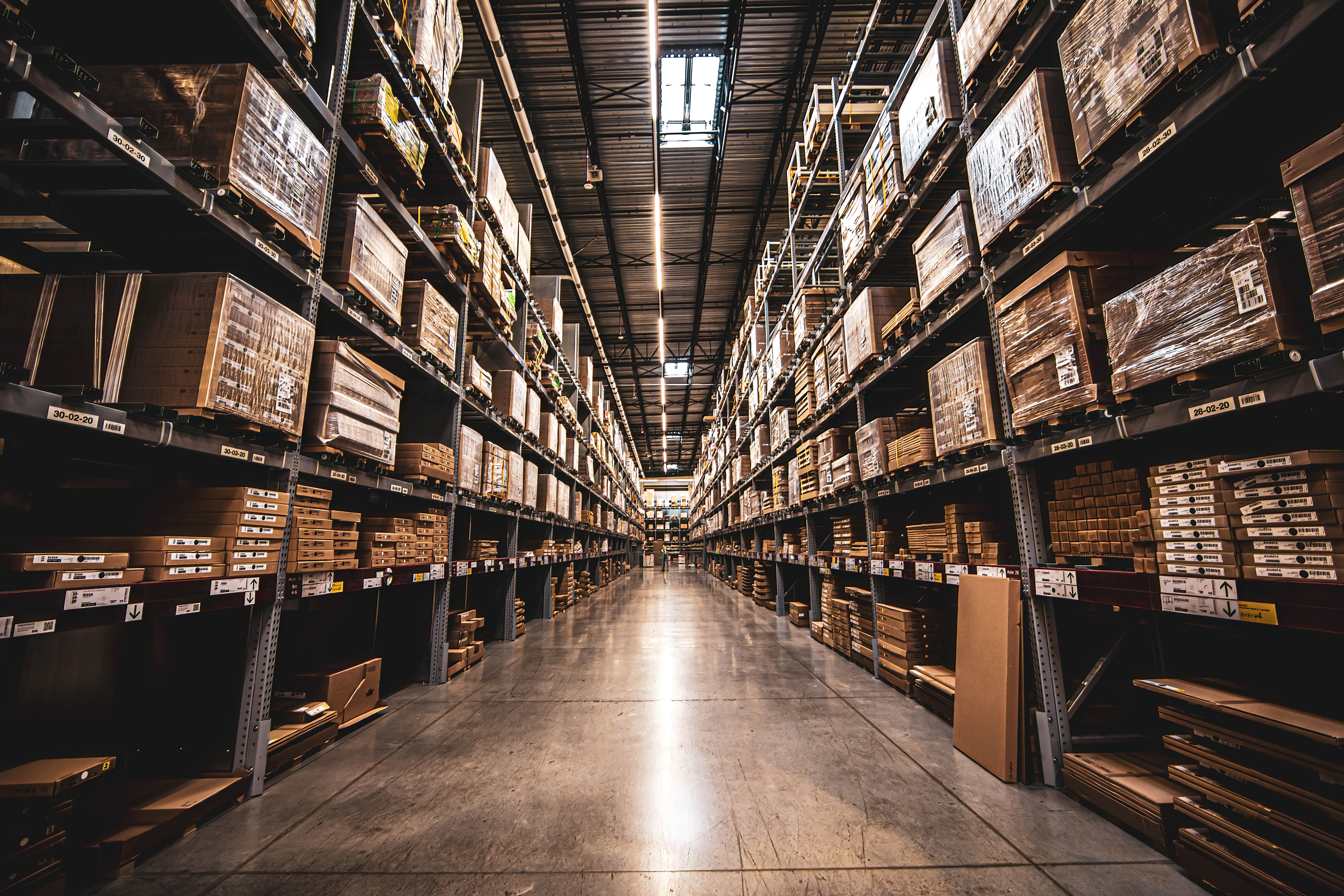 Warehouse interior with industrial inventory