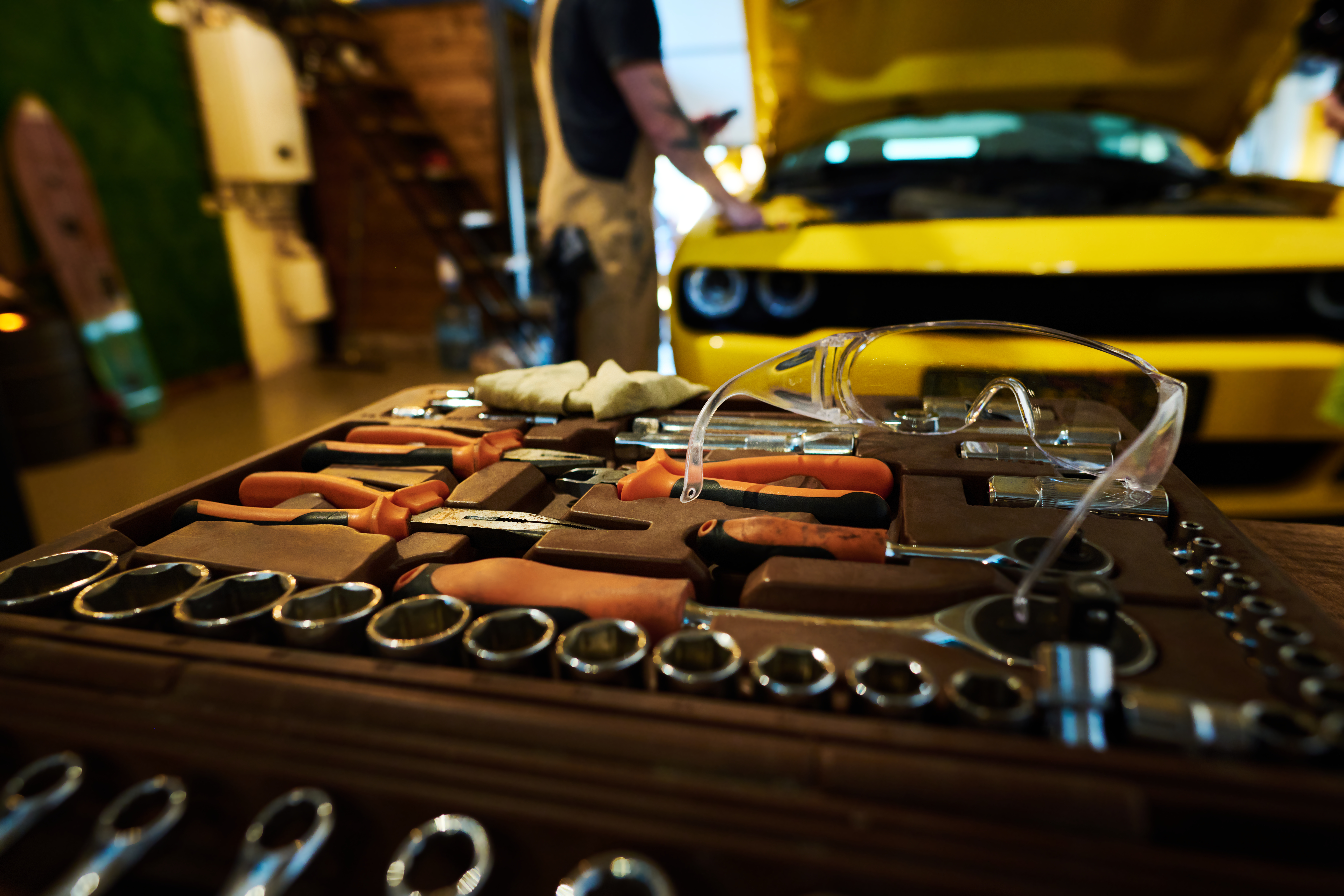 Safety glasses and industrial parts
