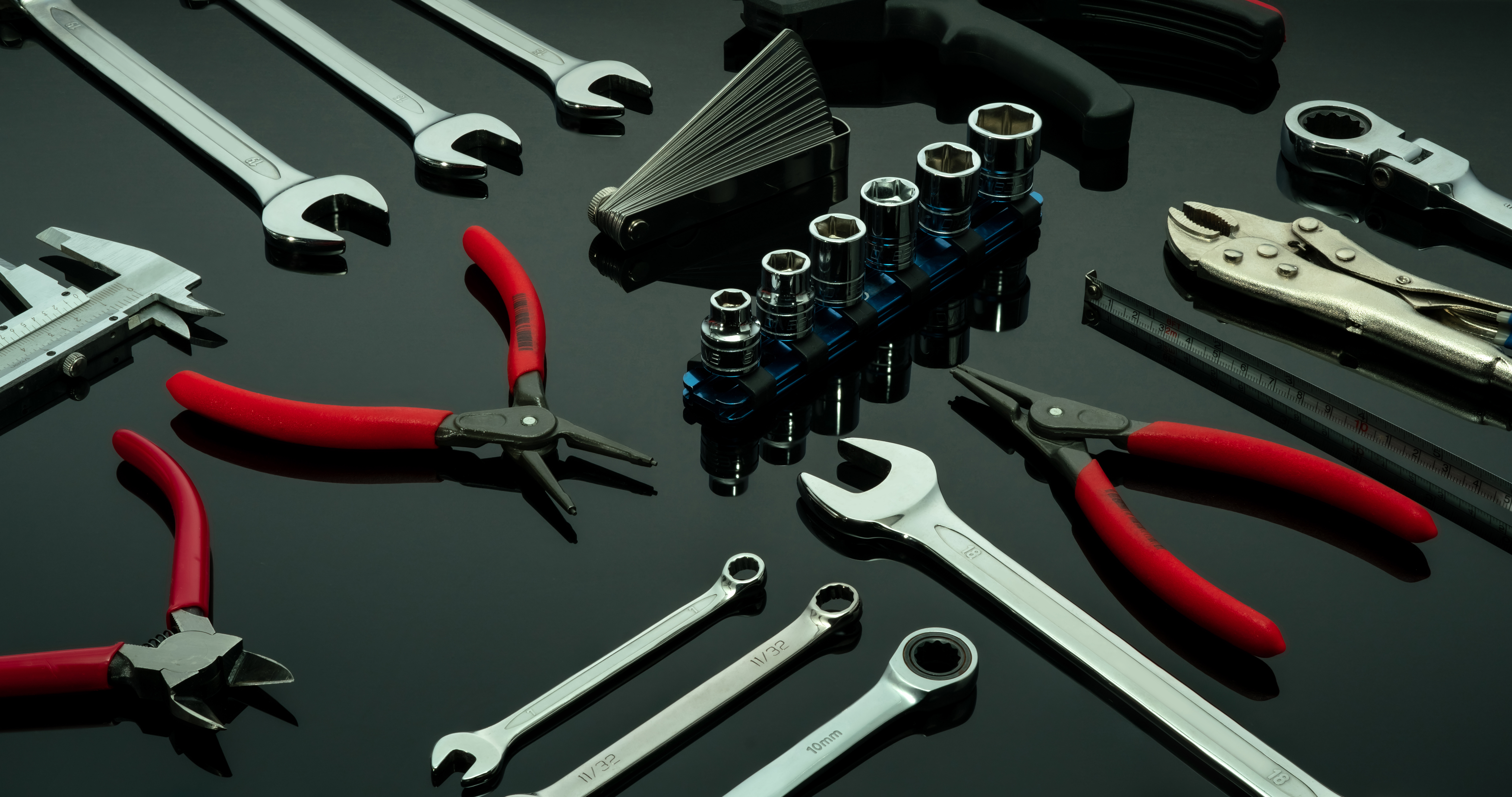 Chrome wrenches and mechanic tools